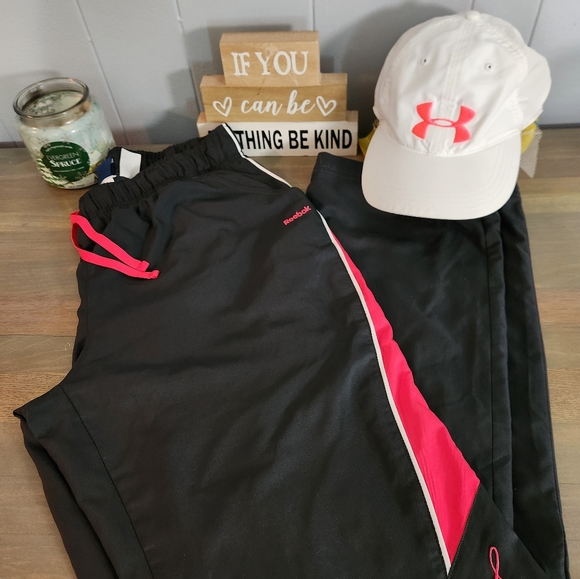 Breast Cancer Support Bundle - Reebok Windbreaker Pants & Under Armour Hat - Picture 2 of 9